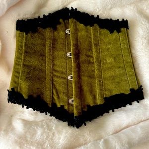 Olive green pirate lace up corset